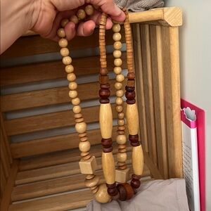 Handcrafted Wooden Bead Necklaces in Light Tan and Brown